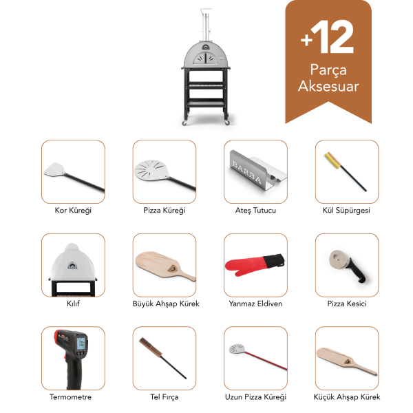 Barba FL-46/S Sehpalı Bahçe Fırını - Yeni Nesil Taş Fırın Pro Paket