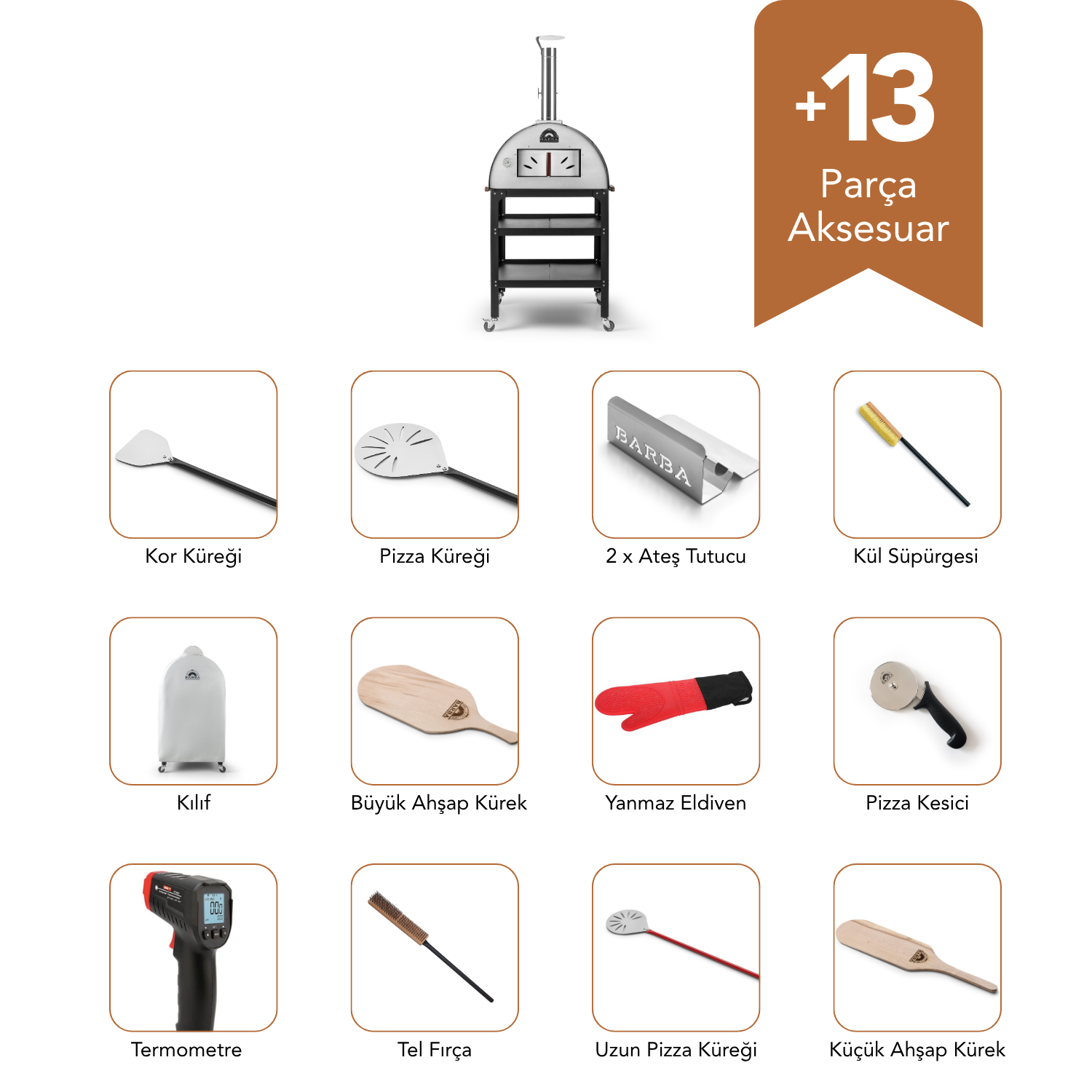 Barba FL-67 Sehpalı Büyük Boy Bahçe Fırını - Yeni Nesil Taş Fırın Pro Paket