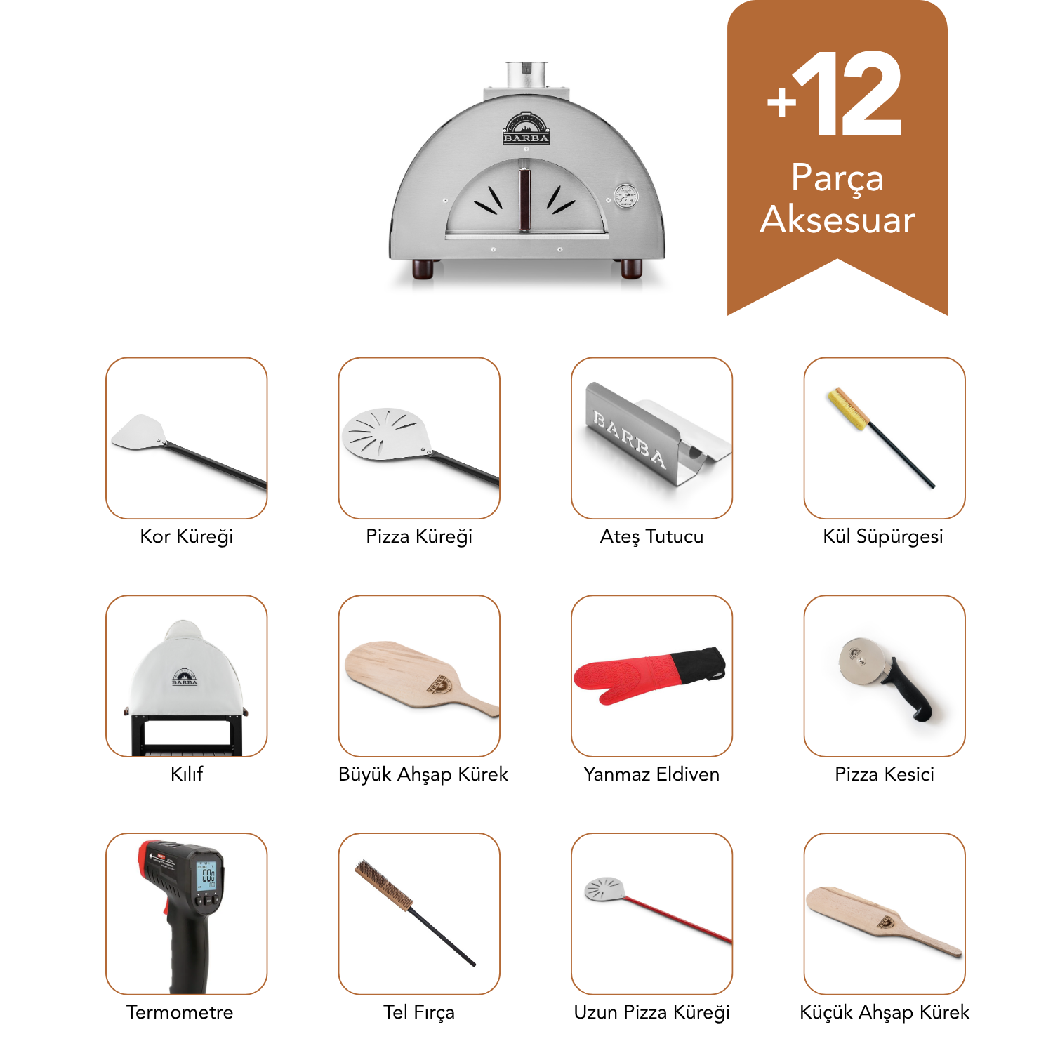 Barba FH-46/S Sehpalı Hibrit Bahçe Fırını - Yeni Nesil Gazlı ve Odunlu Taş Fırın Pro Paket